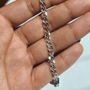 Sterling Silver Cuban Chain Bracelet 8in 4.5mm